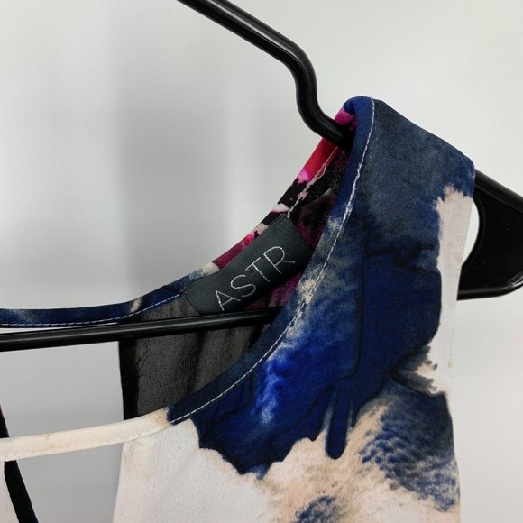 ASTR Dress Black Watercolor Floral Print Mini Shift Sleeveless - Picture 4 of 10